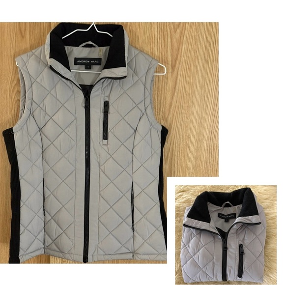 Andrew Marc Women's Light Gray Quilted Vest - Picture 1 of 5